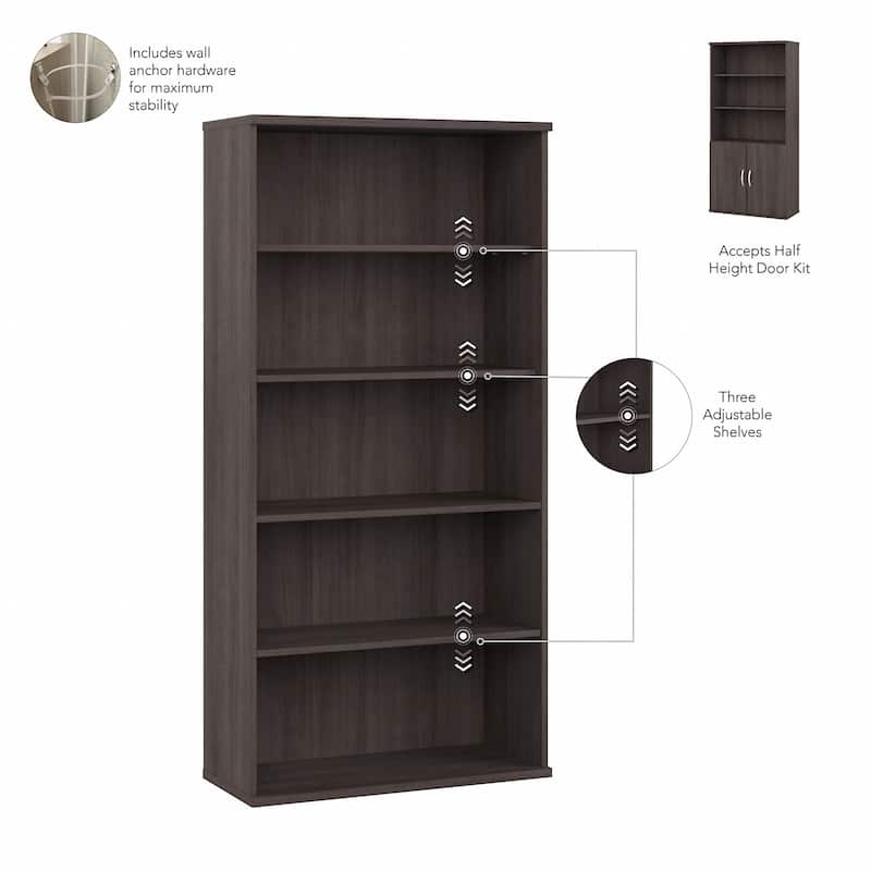 Hybrid Tall 5 Shelf Bookcase with Doors by Bush Business Furniture