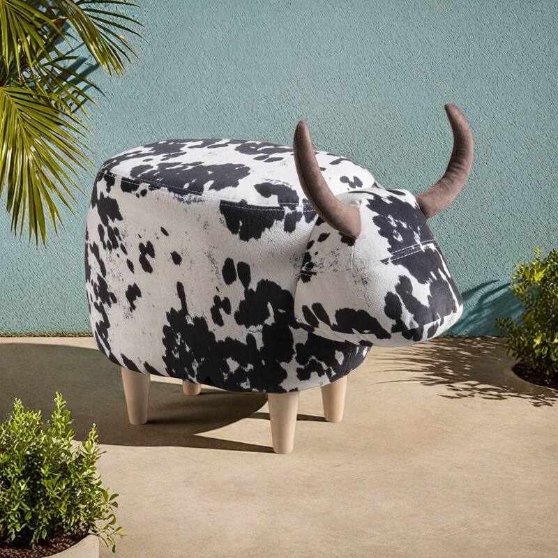 Bessie Fabric Cow Ottoman by Christopher Knight Home