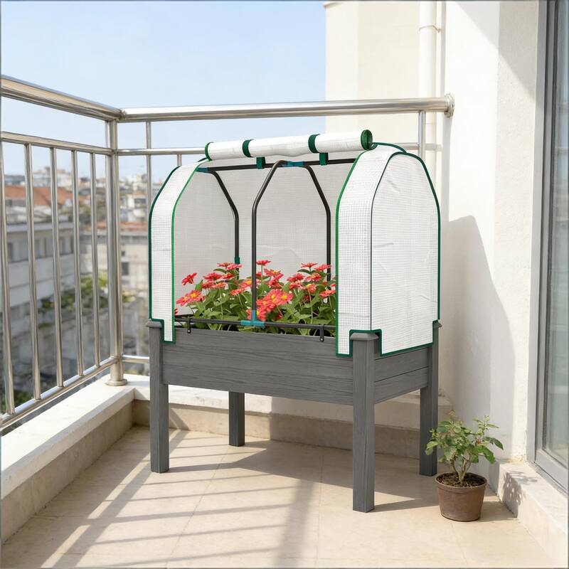 Wooden Outdoor Planter Box, Convenient Raised Raised Bed