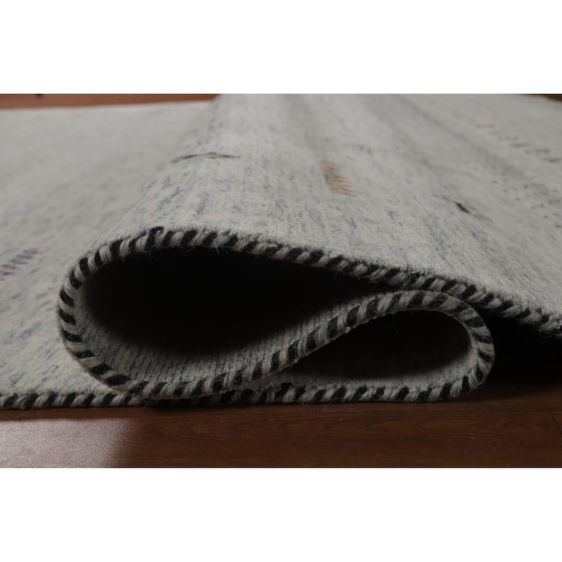 Hand Knotted Oriental 100% Wool Carpet Tribal Animal Pictorial Greys & Charcoal Gabbeh Area Rug - 10' 0'' X 8' 3''