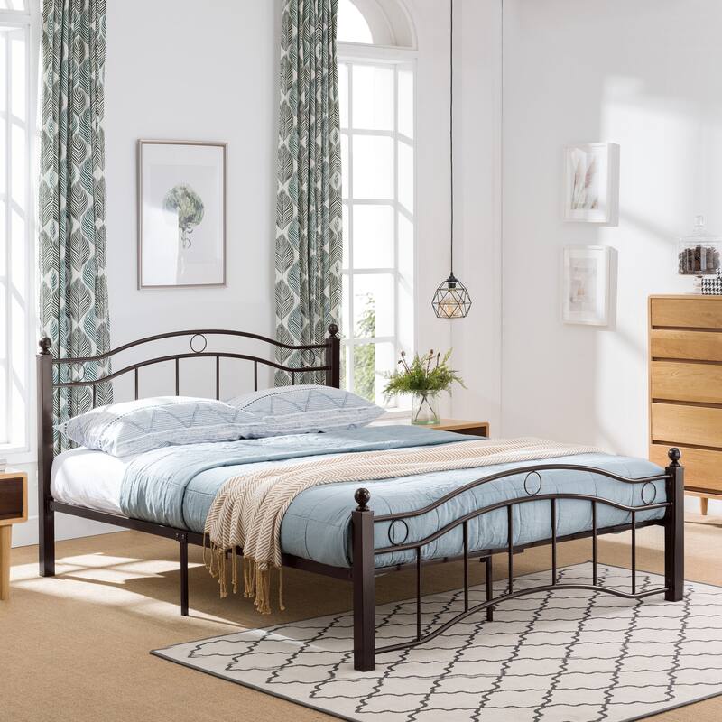 Bouvardia Contemporary Iron Bed Frame by Christopher Knight Home - Hammered Copper - King