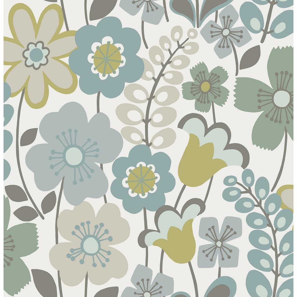 A-Street Prints Piper Green Floral Wallpaper