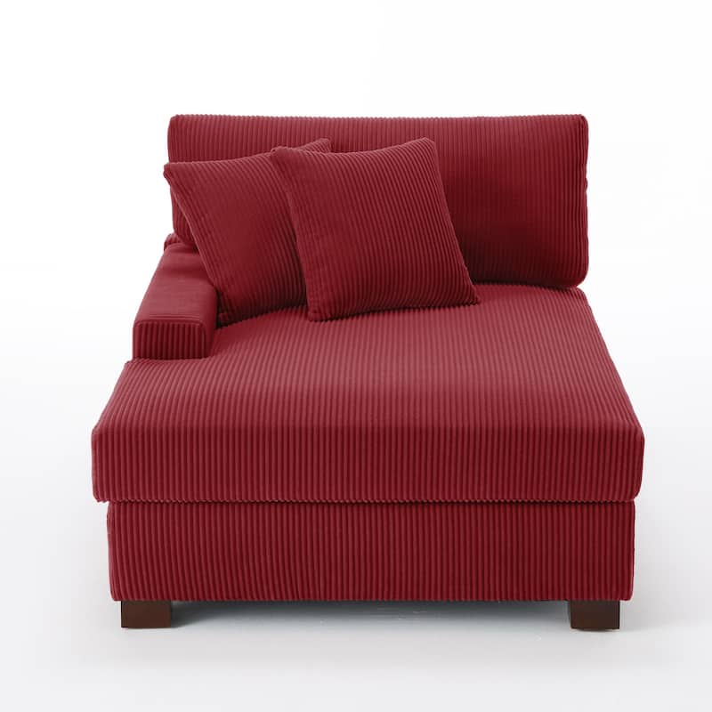 Corduroy Chaise Lounge Chair Upholstered Indoor Lounger Sofa