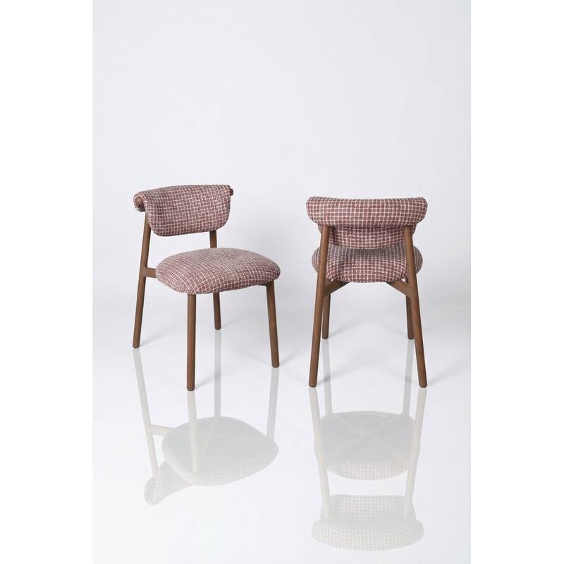 Houndstooth Upholstered Wood-look Metal Frame 2pc Dining Chairs