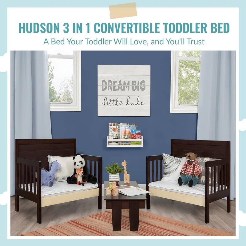Dream On Me Hudson 3 in 1 Convertible Toddler Bed Espresso