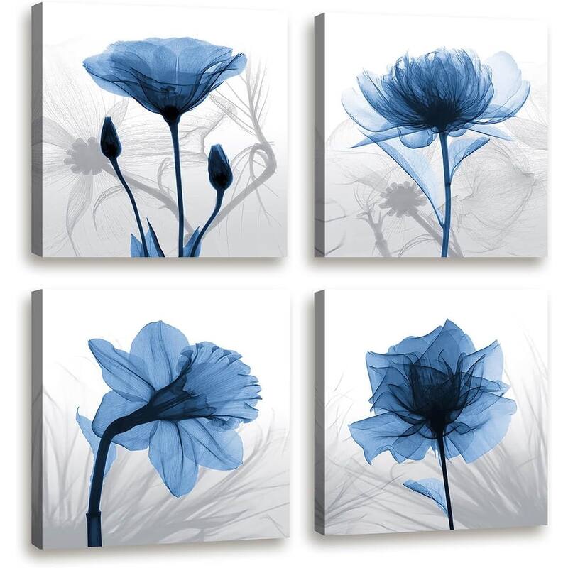 4 Panel Elegant Tulip Flower Canvas Print Wall Art Paintings - 12 x 12