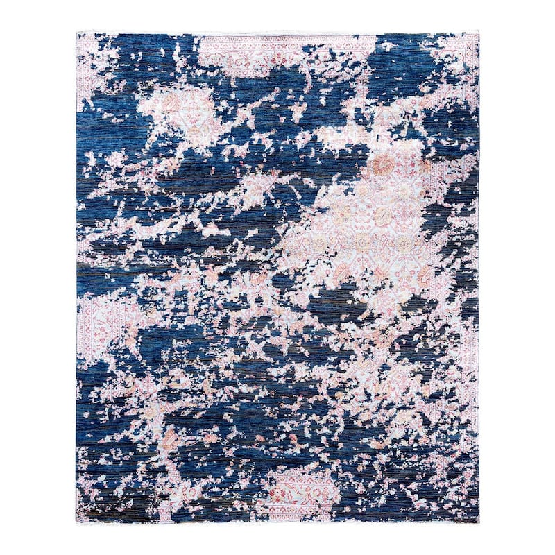 Ikat One-of-a-Kind Handmade Area Rug, Blue - 8' 1" x 9' 10"