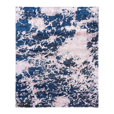 Ikat One-of-a-Kind Handmade Area Rug, Blue - 8' 1" x 9' 10"