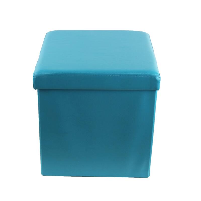 2-in-1 Foldable Faux Leather Pouffe Storage Cube and Ottoman