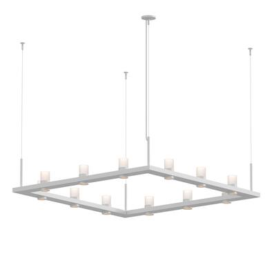 Sonneman Lighting Intervals Satin White 4-inch LED Square Pendant, Clear Etched Cylinder Shade