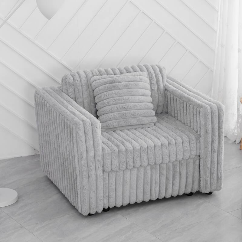 75.6" Soft Modular 2-person Light Gray Metal Sofa with Hydraulic Lift and Ottoman, High Comfort & Style