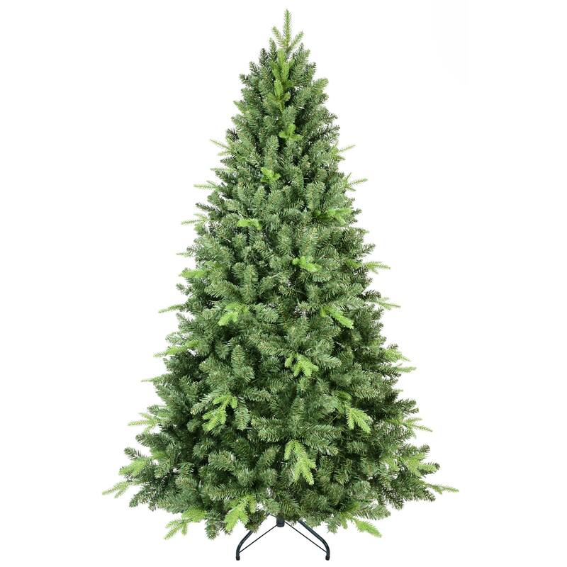 Classic Christmas Tree - PE/PVC Tips, Realistic Hinged Branches, Full Natural Look, Metal Stand - Green