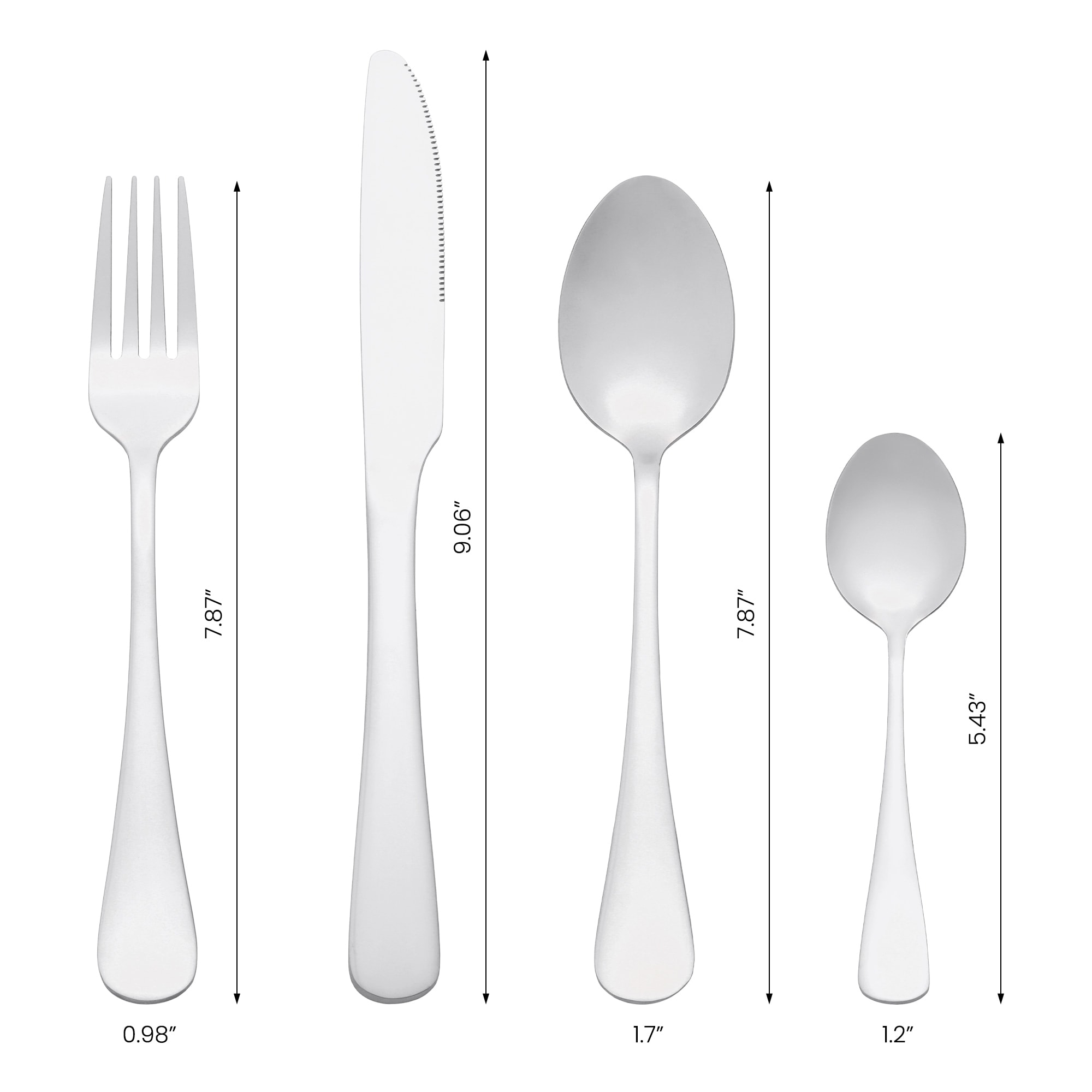 4 Pcs Silverware Set, Stainless Steel Flatware with Spoons and Forks Set, Mirror Polished Cutlery Set, Serving Utensils Set