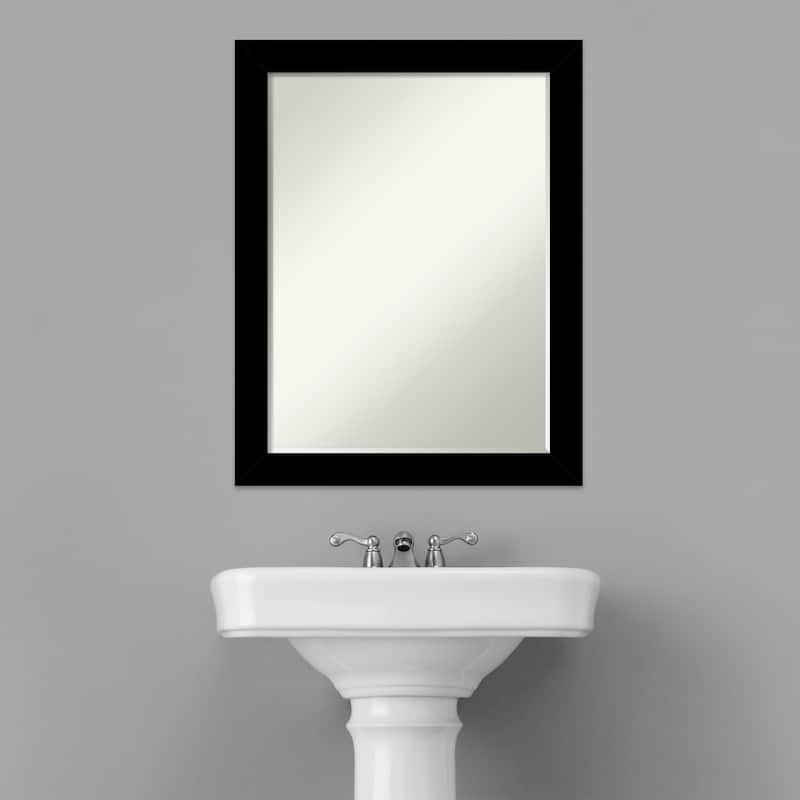Brushed Half-Inch-Bevel Framed Bathroom Vanity Wall Mirror - Brushed Black - Glass Size 18x24