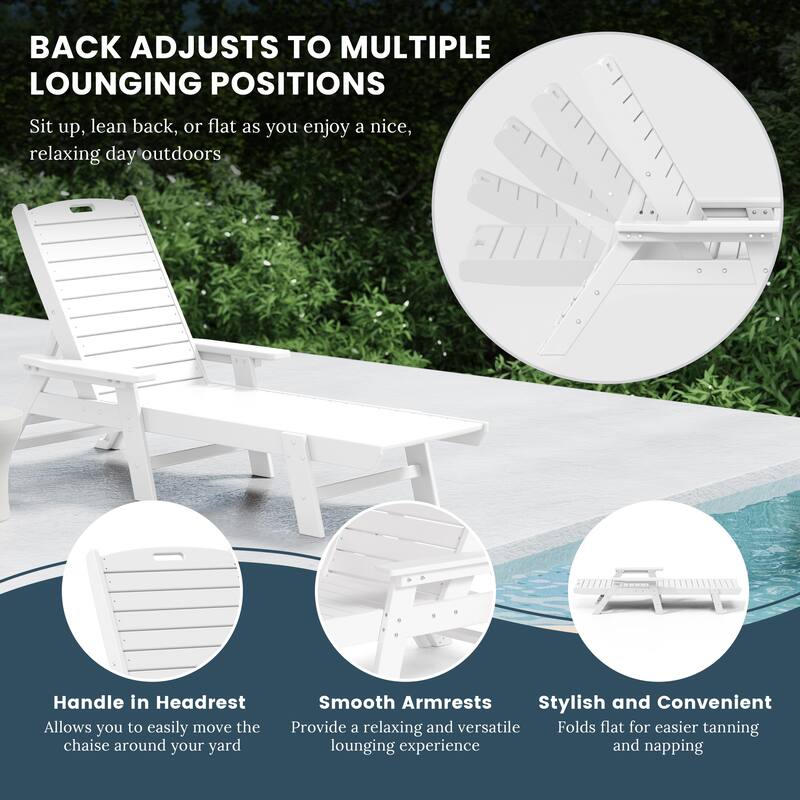 Laguna Hdpe All Weather Outdoor Patio Pool Reclining Chaise Lounge