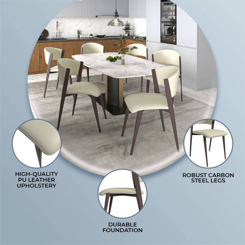 Leather Dining Chairs with Iron Legs and Open-Back Design Aspen Series Set of 2