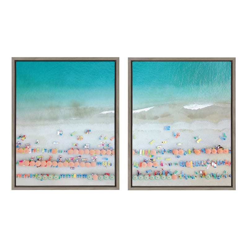 Kate and Laurel Sylvie Monterosso 6 Framed Canvas Set by Rachel Bolgov - 2 Piece 18x24 - Plastic - Grey
