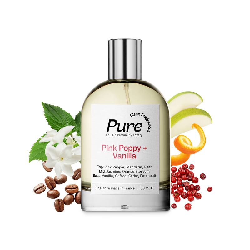 Lovery Pure Pink Poppy and Vanilla Eau de Parfum Spray, Made in France, 3.4 oz - 3.4 oz