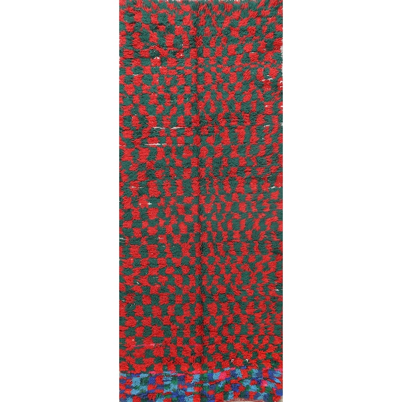Tribal Moroccan Oriental Wool Runner Rug Hand-knotted Carpet - 3'7" x 8'1"