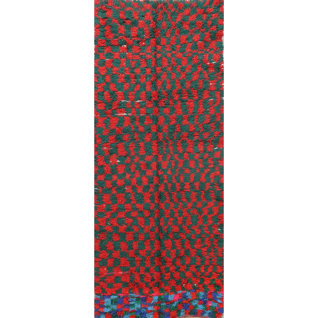 Tribal Moroccan Oriental Wool Runner Rug Hand-knotted Carpet - 3'7" x 8'1"