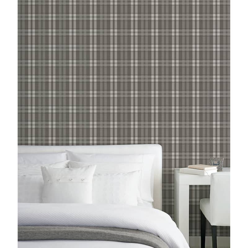 Galerie Wallcoverings Vintage Roses Tartan Plaid Non-Woven Matte Wallpaper Roll