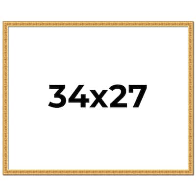 34x27 Frame Gold Real Wood Picture Frame Width 1 inches | Interior