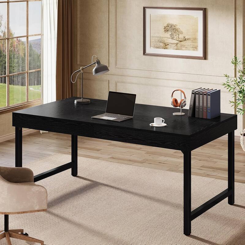 55" Industrial Executive Desk for Home Office, Rustic Computer Laptop Desk