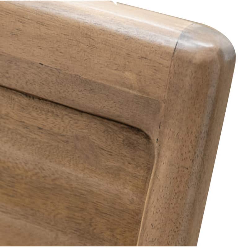 Okai Dining Side Chair Set of 2, Panel Backrest, Padded, Brown Solid Wood