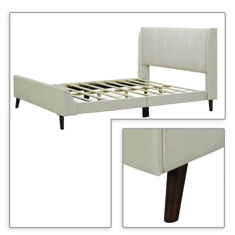 Classic Velvet Upholstered Platform Bed with Centre Support Legs