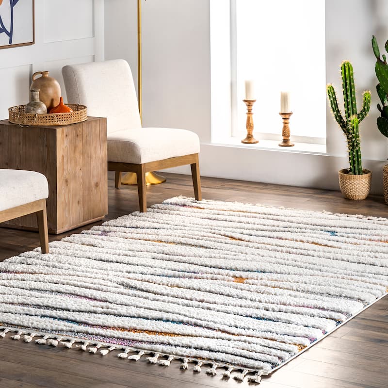 Nuloom Jodie Rainbow Zebra Braided Tassle Area Rug