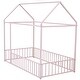 preview thumbnail 15 of 27, Twin Size Metal House Bed Frame with Fence and Roof for Kids, Teens, Girls, Boys