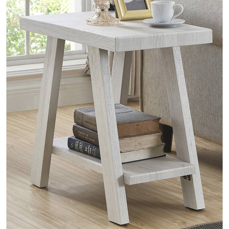Contemporary Wood Shelf Side Table - White