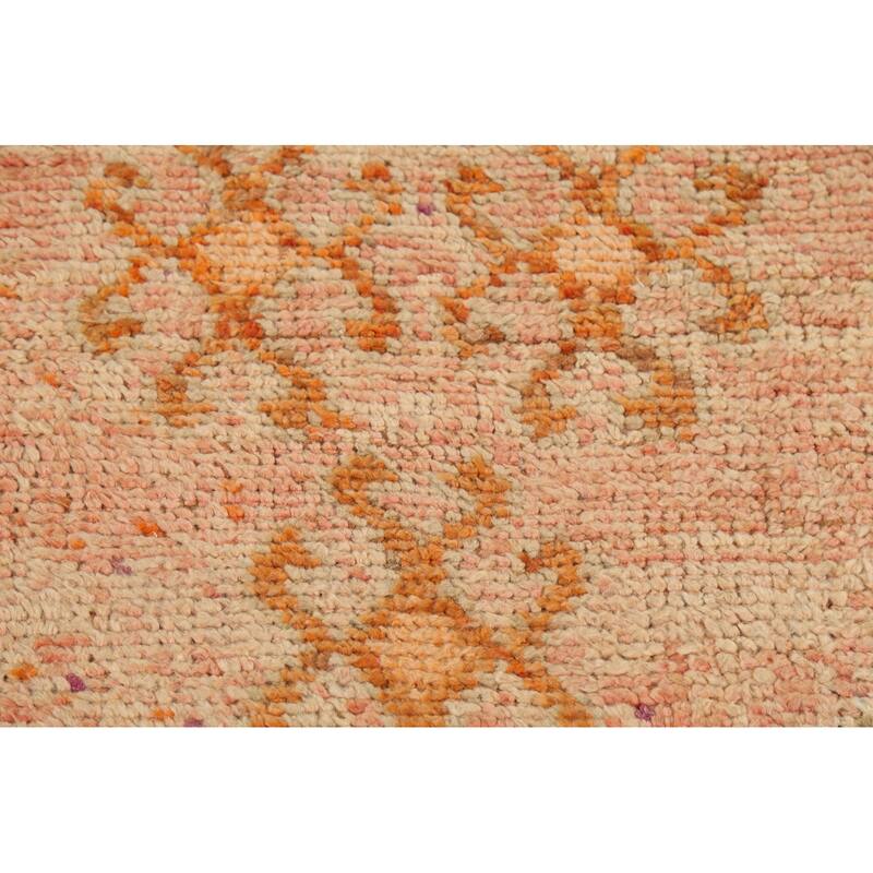 Orange Oushak Vintage Runner Rug Handmade Oriental Wool Carpet - 3'6"x 10'4"