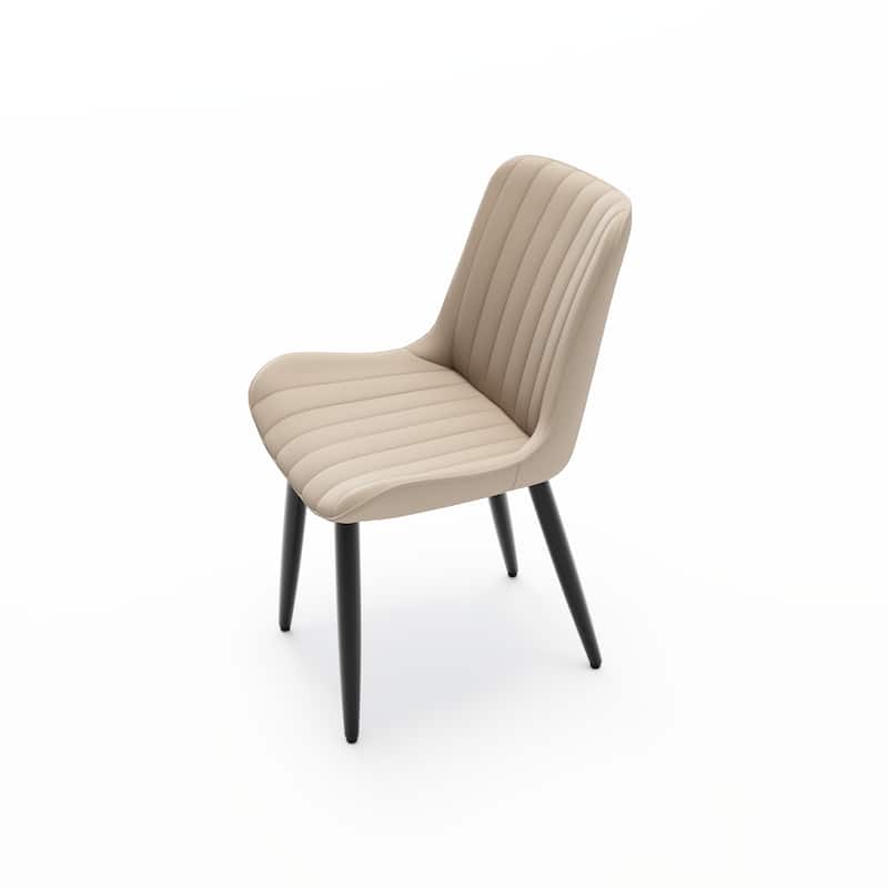 Set of 2 Modern PU Leather Dining Chairs with Thick Cushions & Metal Legs, Armless Faux Leather Side Chairs for Kitchen