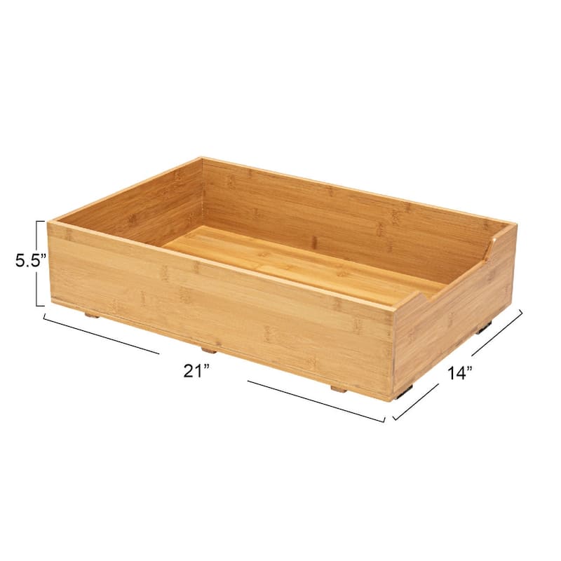 Household Essentials 1-Tier Bamboo Pull-Out/Slide-Out Storage Organizer - 21.0"L x 14.0"W x 5.5"H