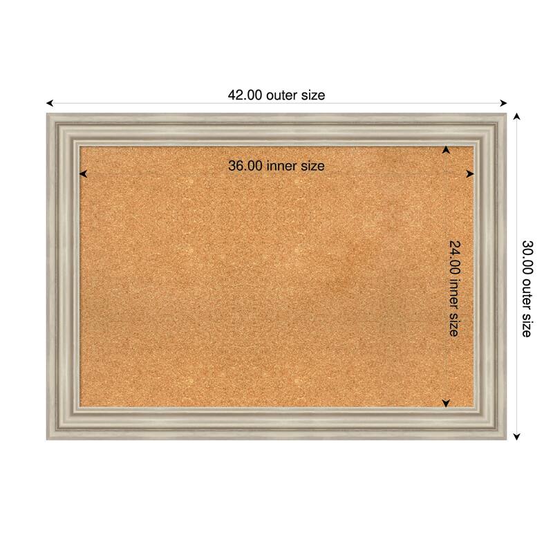 Sierra Silver Wood Framed Cork Board - Bulletin Board, Organization Board, Pin Board - Natural - 42 x 30 in