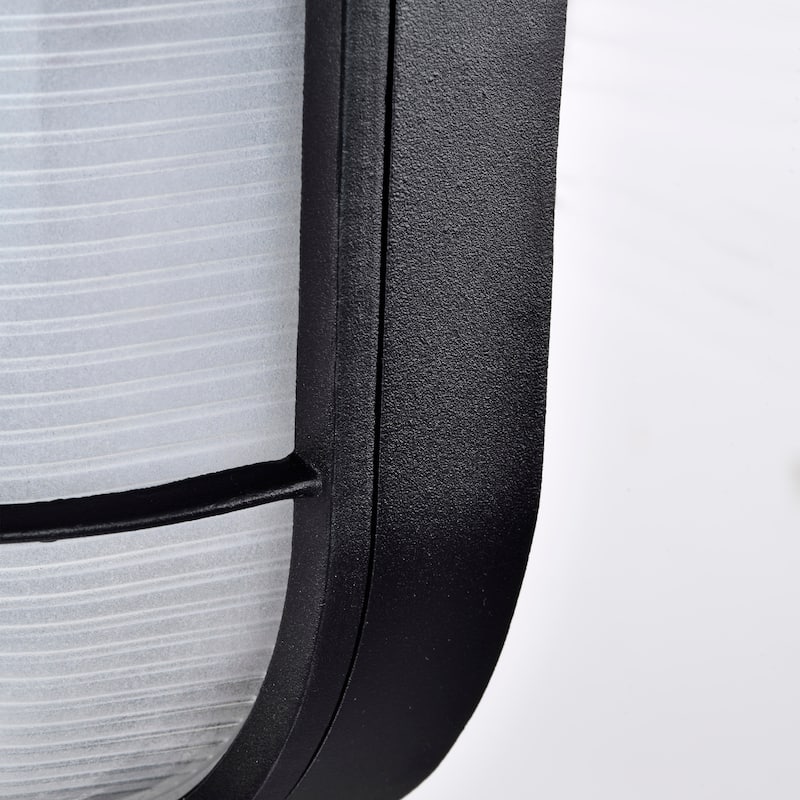 LED Oval Bulk Head Fixture Black Finish with White Glass