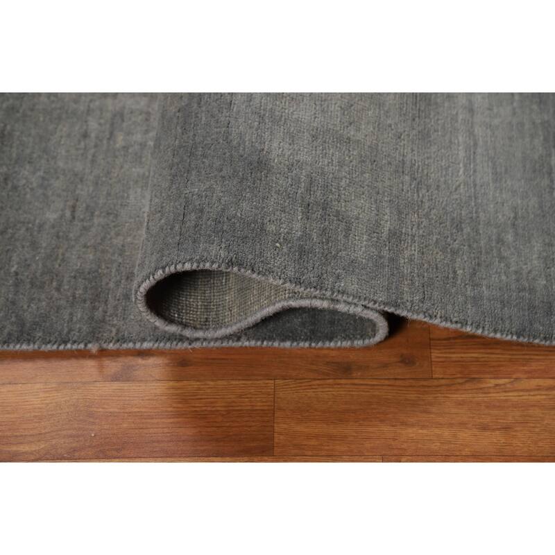 Modern Gabbeh Oriental Foyer Rug Hand-Knotted Grey Wool Carpet - 3'4"x 4'10"