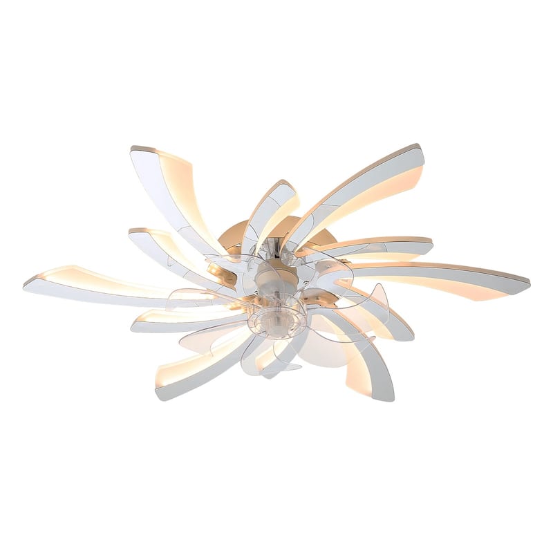 31" Oaks Aura Modern Flush Mount Ceiling Fan with Lights, 12in. Fan Blade 6-Speed Fan Light With Remote Control