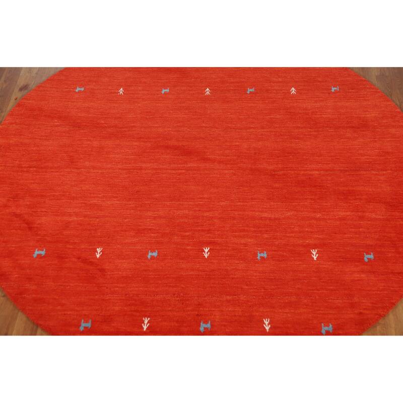 Hand Knotted Oriental 100% Wool Carpet Tribal Animal Pictorial Oranges & Rust Gabbeh Area Rug - 6' 6'' X 6' 6''