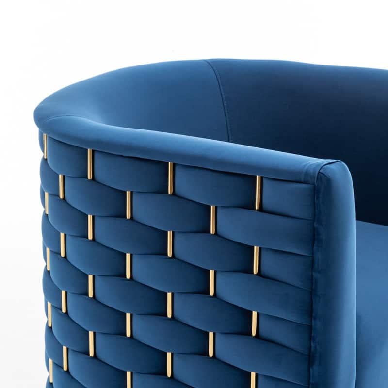 Modern Glam Velvet Upholstered 360 Degree Swivel Barrel Chair