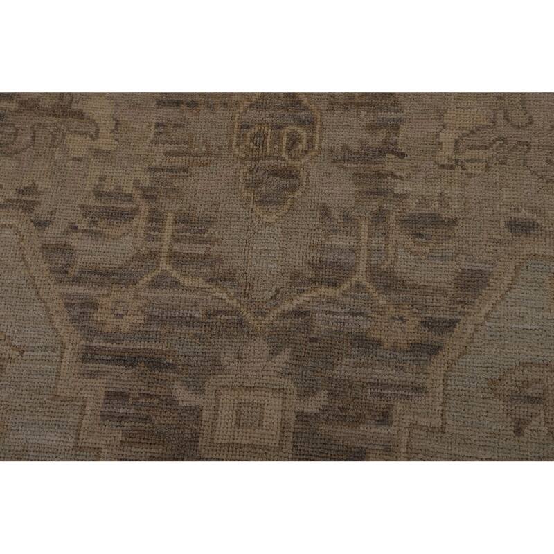 Vegetable Dye Beige Oushak Turkish Area Rug Handmade Wool Carpet - 8'11"x 12'3"