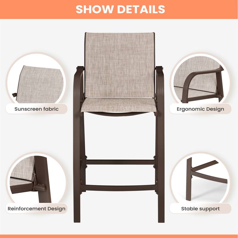Pellebant Outdoor Patio Aluminum Counter Height Bar Stools - 21.7"widex25.6"deepx43.7"high