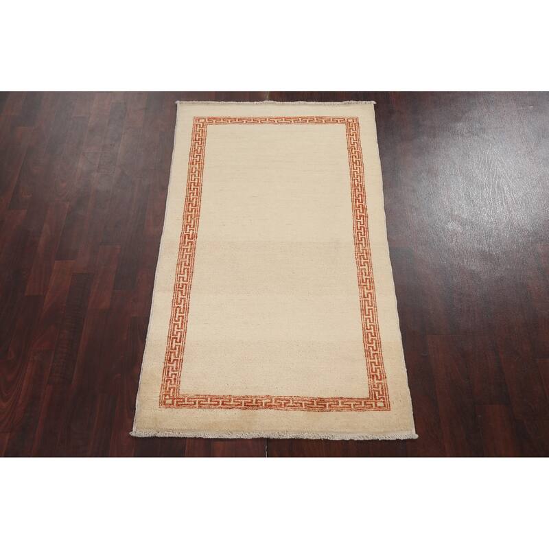 Geometric Bordered Gabbeh Kashkoli Oriental Area Rug Wool Hand-knotted - 3'0" x 5'5"