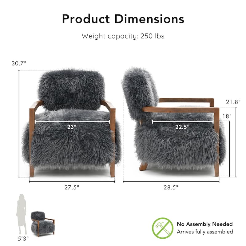 Furniture of America Lumir Modern 28-inch Faux Fur Accent Arm Chair