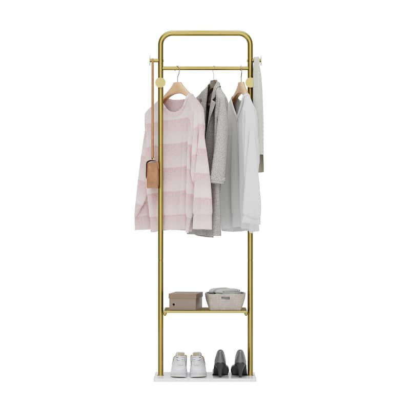 Corner Gold Metal Clothing Racks Freestanding for Hallway Entryway - 19.6" x 11.8" x 68.8"