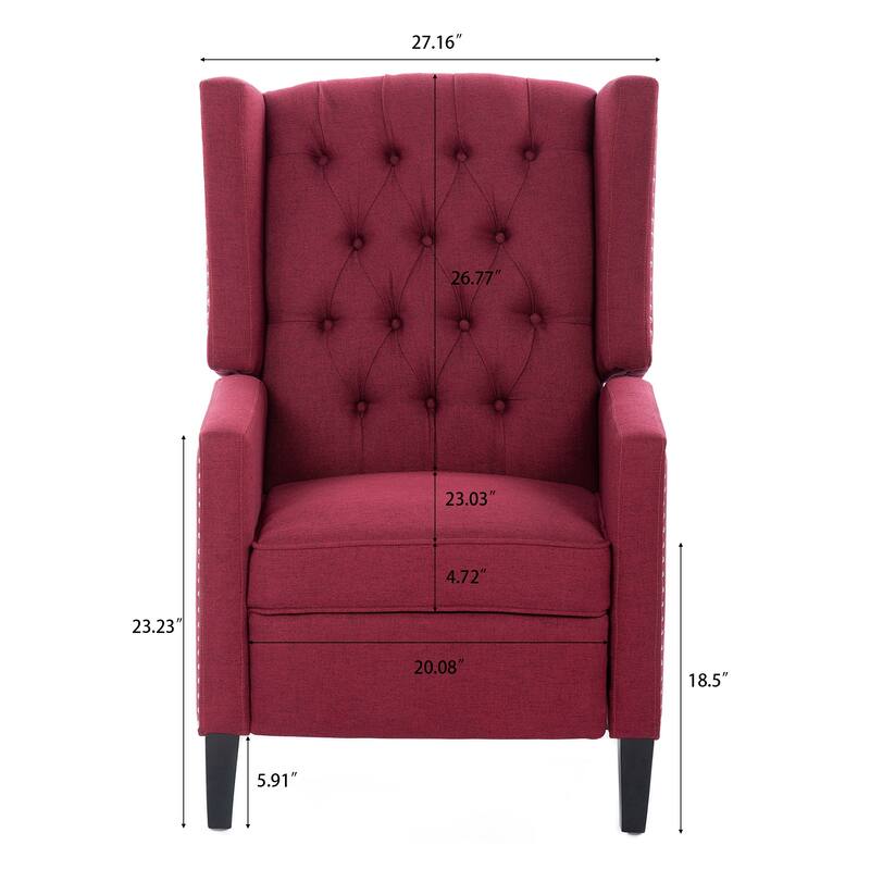 27.16" Wide Manual Wing Recliner Chair with Silver Bubble Nails