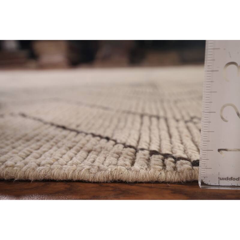 Earth Tone Moroccan Modern Area Rug Handmade Wool Carpet - 7'10"x 10'6"