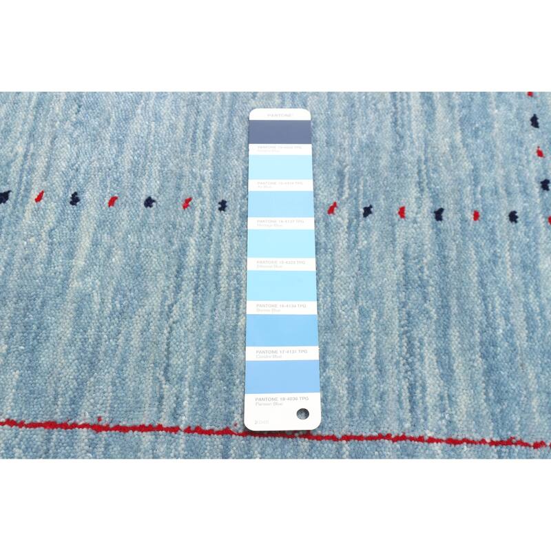 ECARPETGALLERY Hand Loomed Kashkuli Gabbeh Sky Blue Wool Rug - 4'1 x 5'9