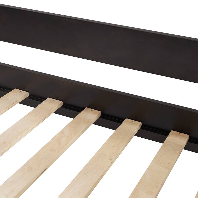 Twin Over Twin Wood Bunk Bed with Tent, Espresso Finish